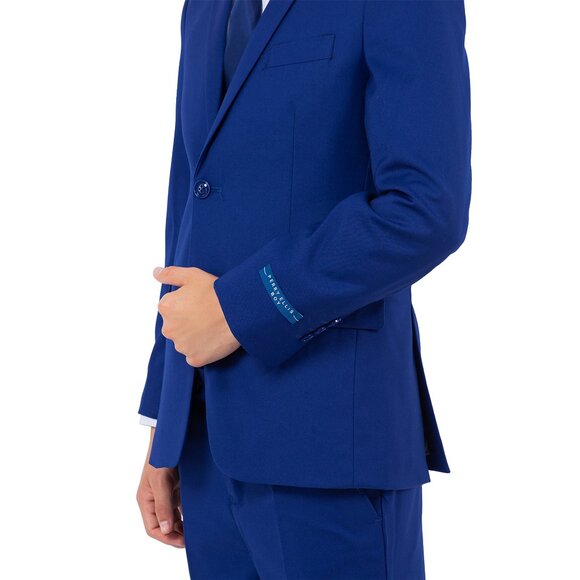 5-Piece Perry Ellis Portfolio Boys Slim Fit Solid Suit, Royal Blue - Picture 4 of 5
